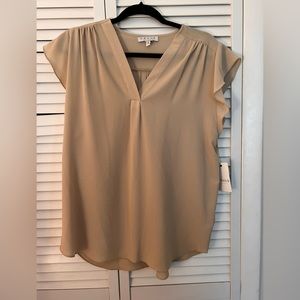 Tan V-Cut Blouse